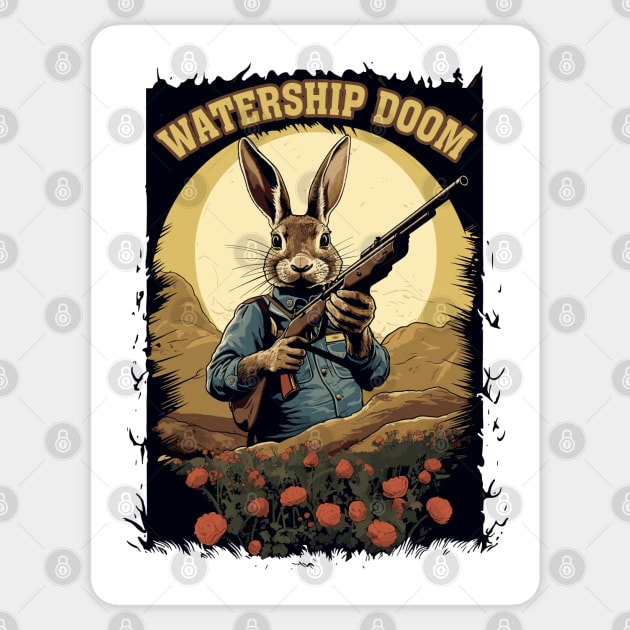 Watership Doom - Renegade Rabbit Warrior Sticker by Dazed Pig